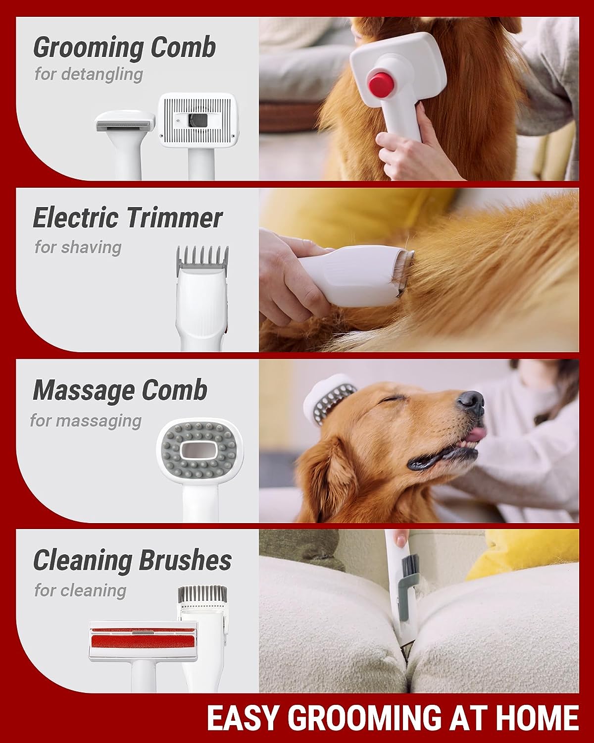 Pet Hair Vacuum and Dog Grooming Kit-4