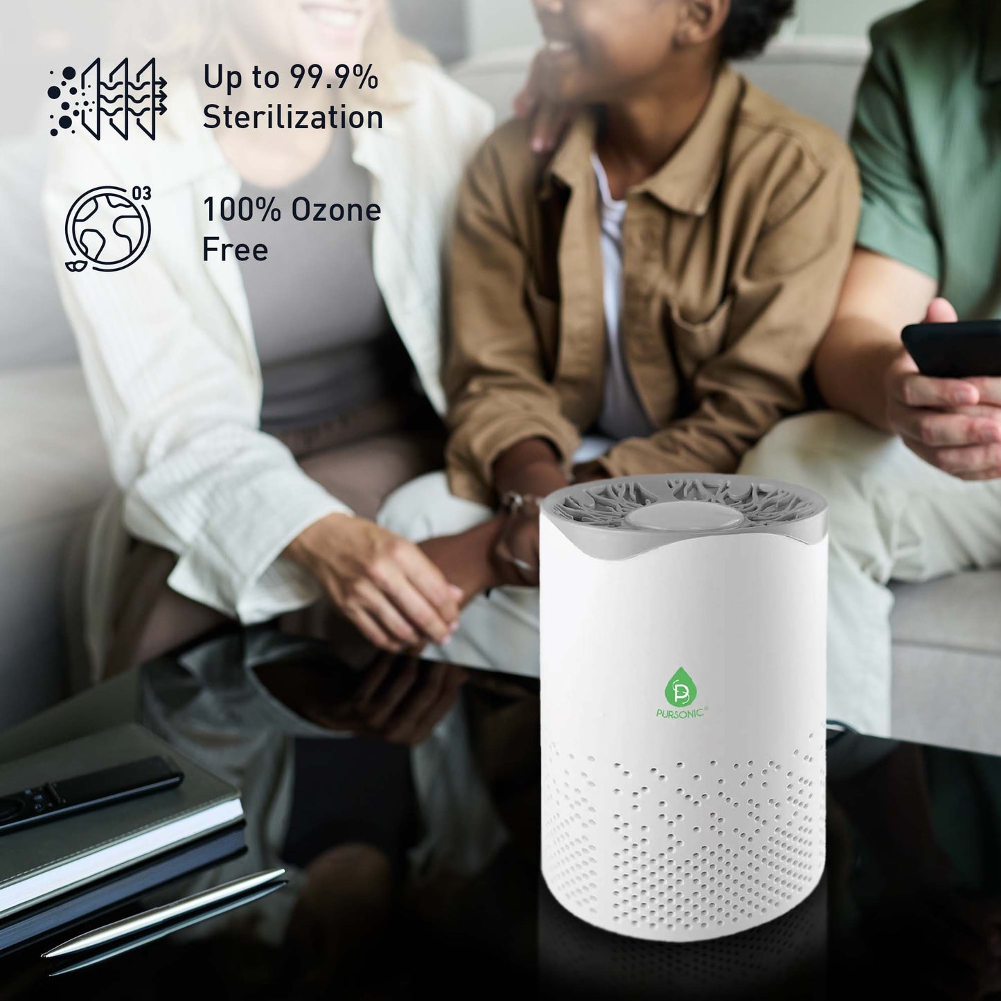 Pursonic Clean Air & Aromatherapy Bundle – True HEPA Air Purifier, Essential Oil Diffuser & 6-Pack Essential Oils-1