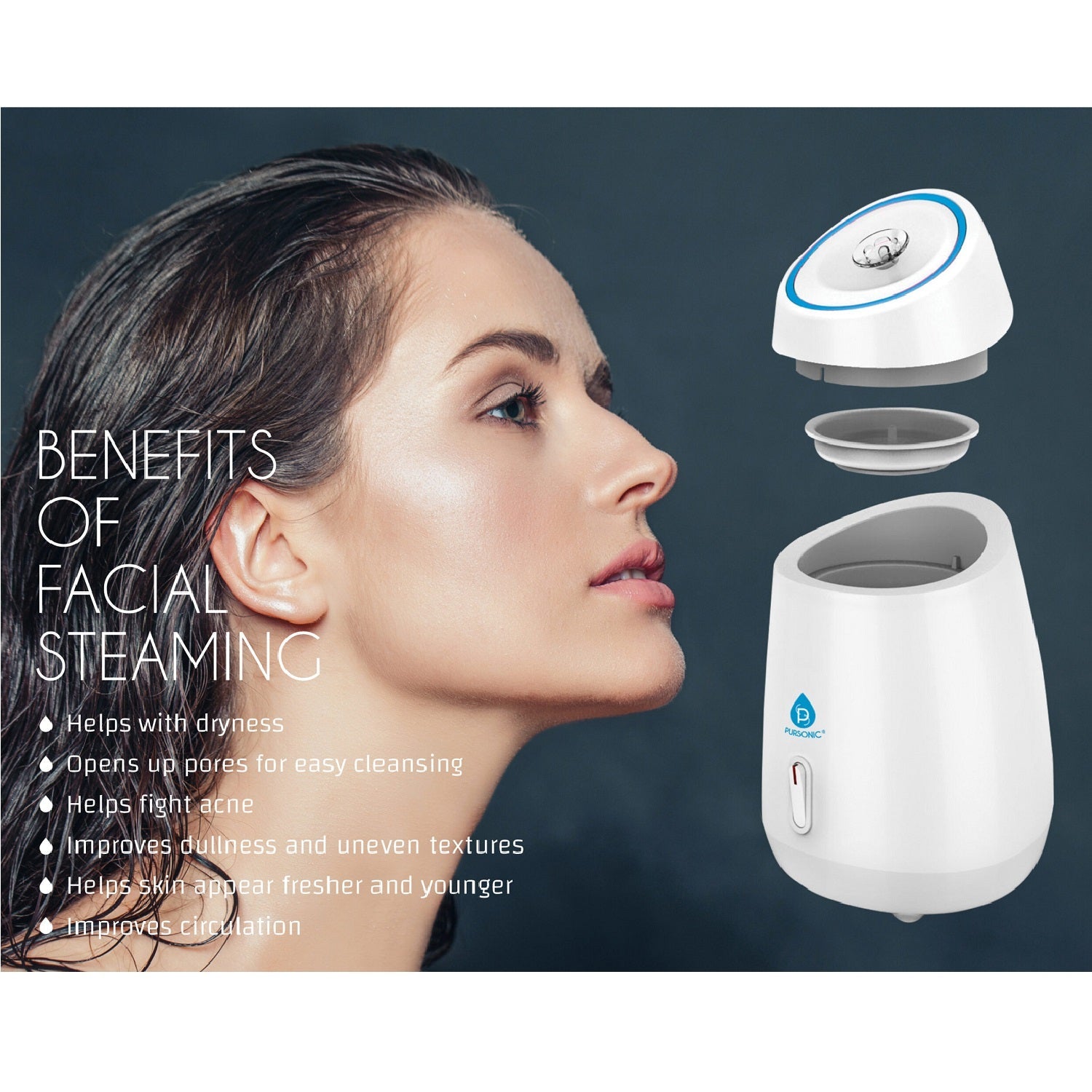 Pursonic Facial Steamer Hot Mist Moisturizing Spa-3
