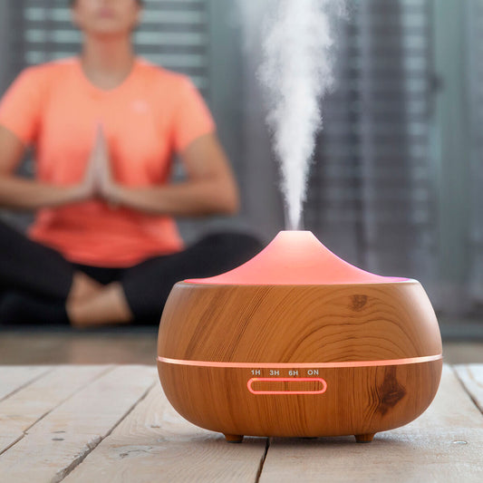 Aroma Diffuser Humidifier with Multicolour LED Wooden-Effect InnovaGoods-0