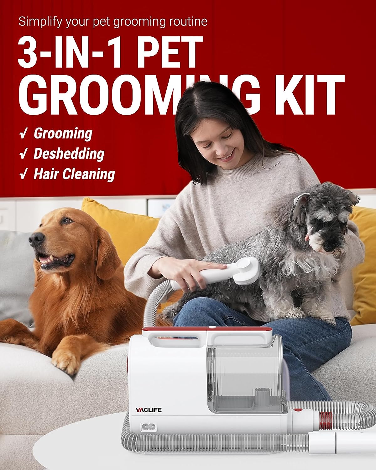 Pet Hair Vacuum and Dog Grooming Kit-1